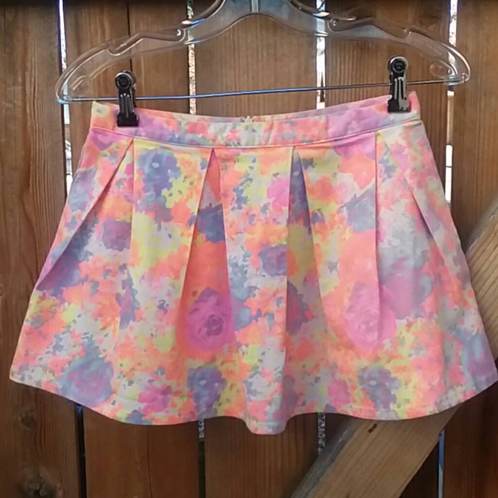 Anthro tobi pastel floral pleated mini skirt small